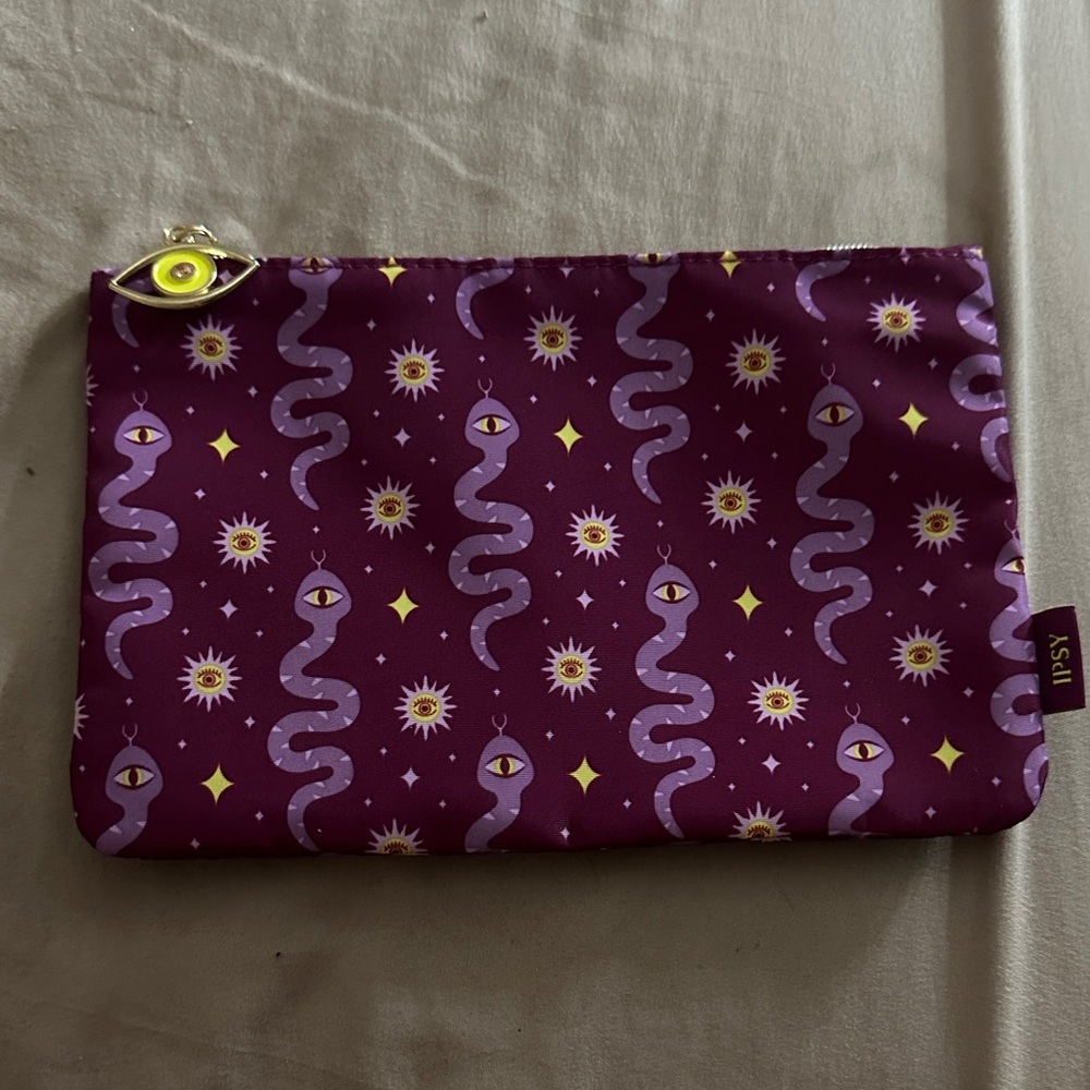 Ipsy Purple and Yellow Cosmetic Bag